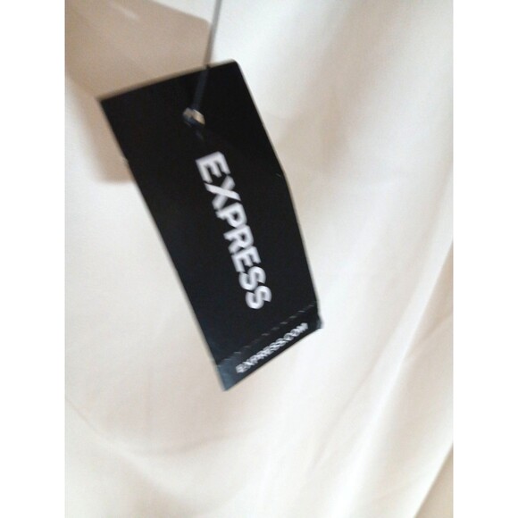 NWT EXPRESS Women's Size M Ivory Midi Dress w/Pleated and Draped Bodice Lined - Picture 4 of 10